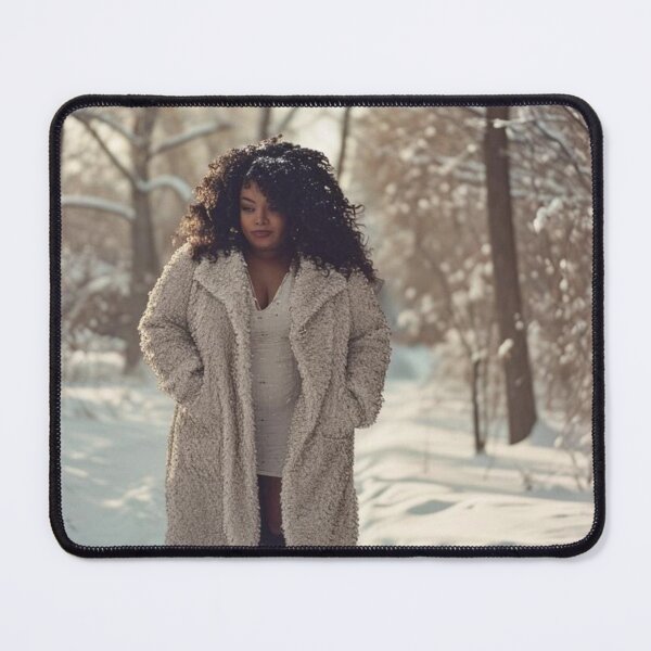 Item preview, Snowy Winter photoshoot beautiful black woman with natural hair, Ai Model designed and sold by CurviRadiance.