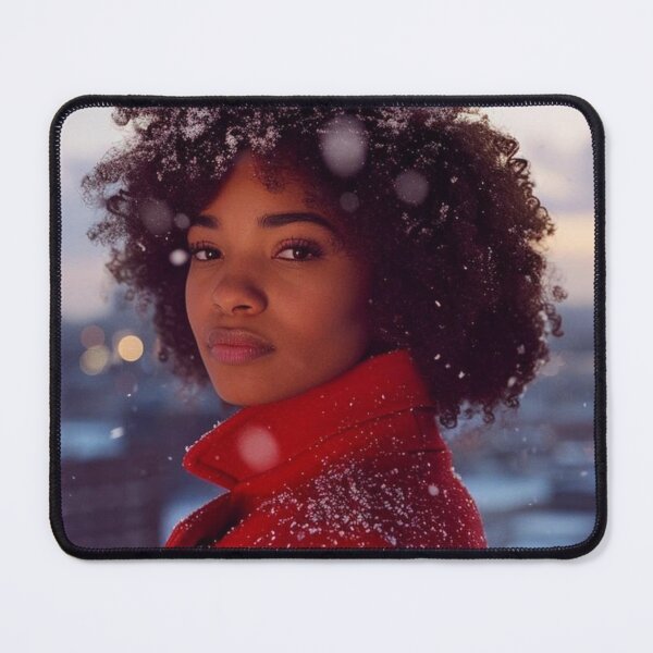 Item preview, Snowy Winter photoshoot beautiful black woman with natural hair, Ai Model designed and sold by CurviRadiance.