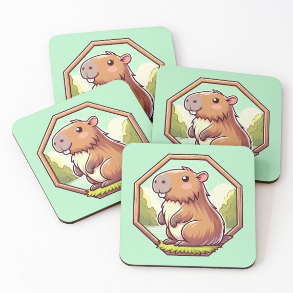 Item preview, Smiling Happy Capybara Cartoon Illustration Adorable Drawing designed and sold by CoffeeIsATrip.