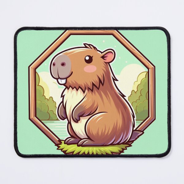 Item preview, Smiling Happy Capybara Cartoon Illustration Adorable Drawing designed and sold by CoffeeIsATrip.