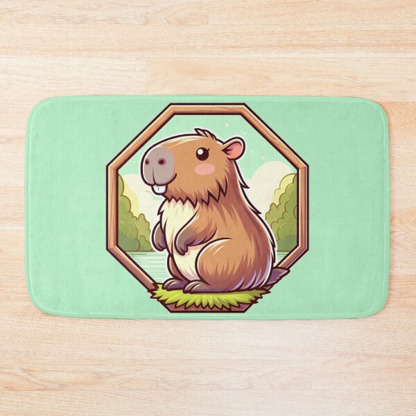 Item preview, Smiling Happy Capybara Cartoon Illustration Adorable Drawing designed and sold by CoffeeIsATrip.