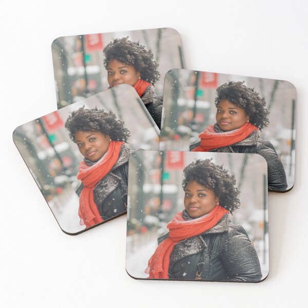 Item preview, Snowy Winter photoshoot beautiful black woman with natural hair, Ai Model designed and sold by CurviRadiance.