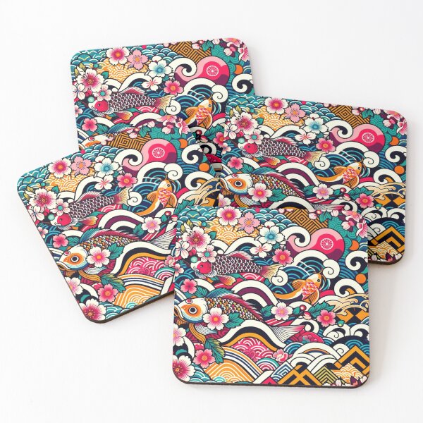 Item preview, Colorful pattern with Japanese koi designed and sold by saqui-com.