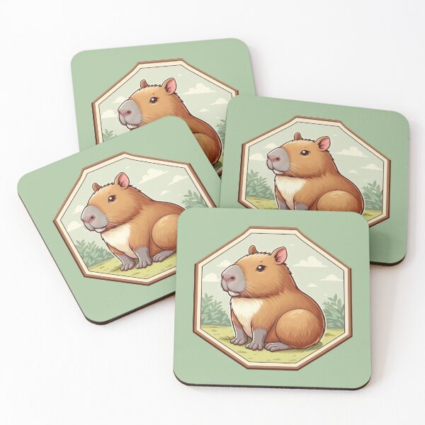 Item preview, Stoic Happy Capybara Cartoon Illustration Adorable Drawing designed and sold by CoffeeIsATrip.