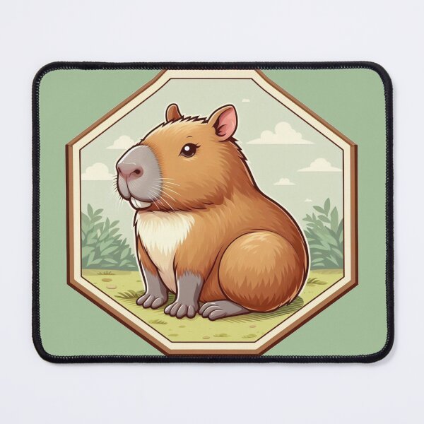 Item preview, Stoic Happy Capybara Cartoon Illustration Adorable Drawing designed and sold by CoffeeIsATrip.