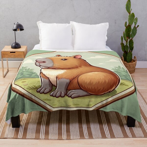 Item preview, Stoic Happy Capybara Cartoon Illustration Adorable Drawing designed and sold by CoffeeIsATrip.