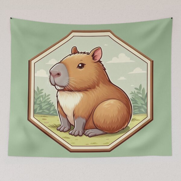 Item preview, Stoic Happy Capybara Cartoon Illustration Adorable Drawing designed and sold by CoffeeIsATrip.