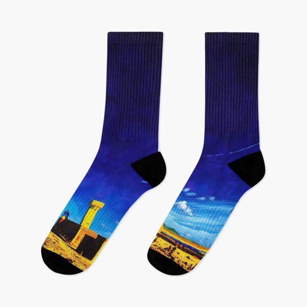 Item preview, Lighthouse scene, coastal life, abstract beach designed and sold by IdoFriedmanArt.