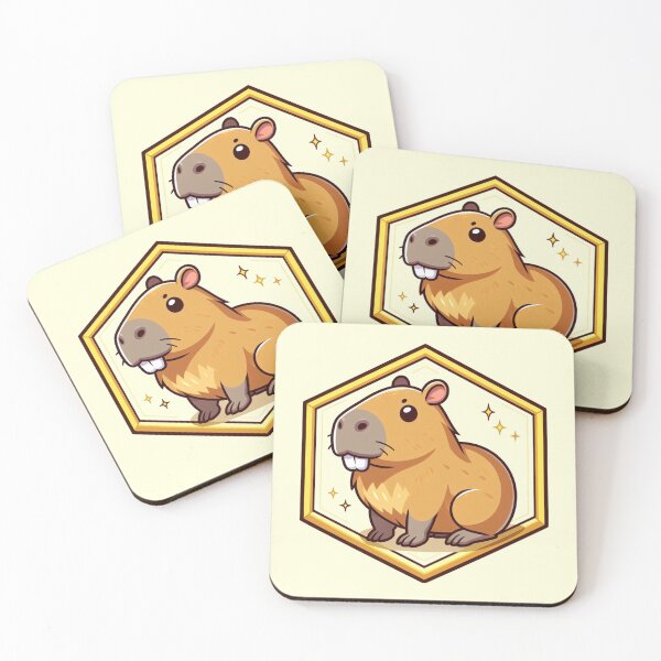 Item preview, Super Stars Smiling Happy Capybara Cartoon Illustration Adorable Drawing designed and sold by CoffeeIsATrip.
