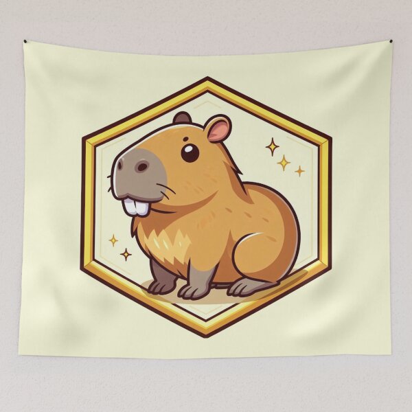 Item preview, Super Stars Smiling Happy Capybara Cartoon Illustration Adorable Drawing designed and sold by CoffeeIsATrip.
