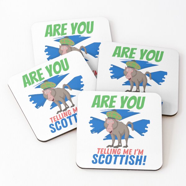 Item preview, Are you telling me I’m Scottish, funny macaque wearing Scottish hat designed and sold by BritishDelights.