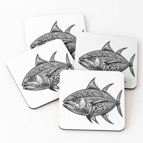Item preview, Polynesian Ahi Tuna in Black and White designed and sold by HippieFarms11.