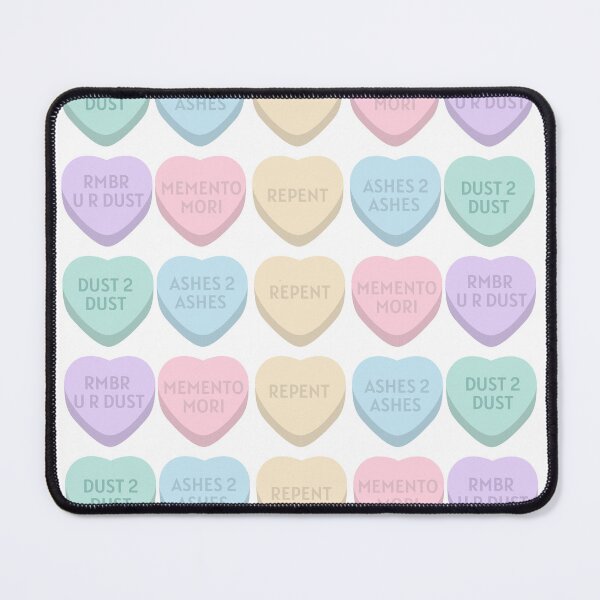 Item preview, ash wednesday and valentine’s day catholic conversation candy hearts designed and sold by Anika Todalen.