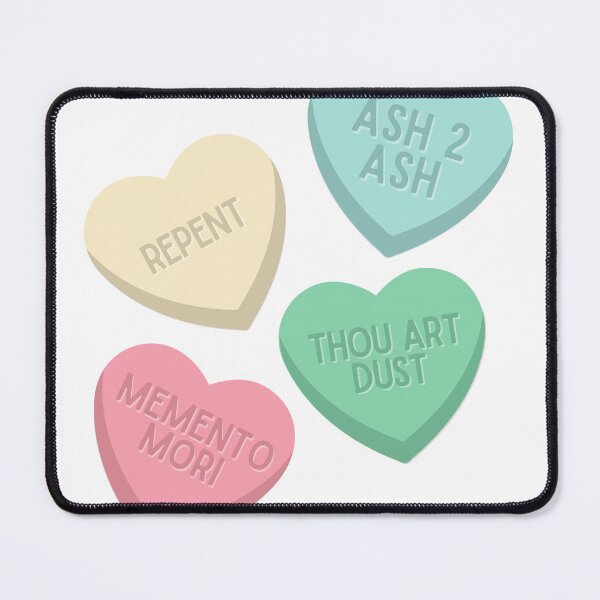 Item preview, ash wednesday and valentine’s day catholic conversation candy hearts designed and sold by Anika Todalen.