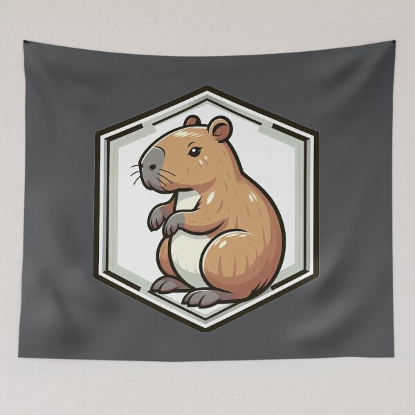 Item preview, Stoic Capybara Has His Eye On You Cartoon Drawing designed and sold by CoffeeIsATrip.