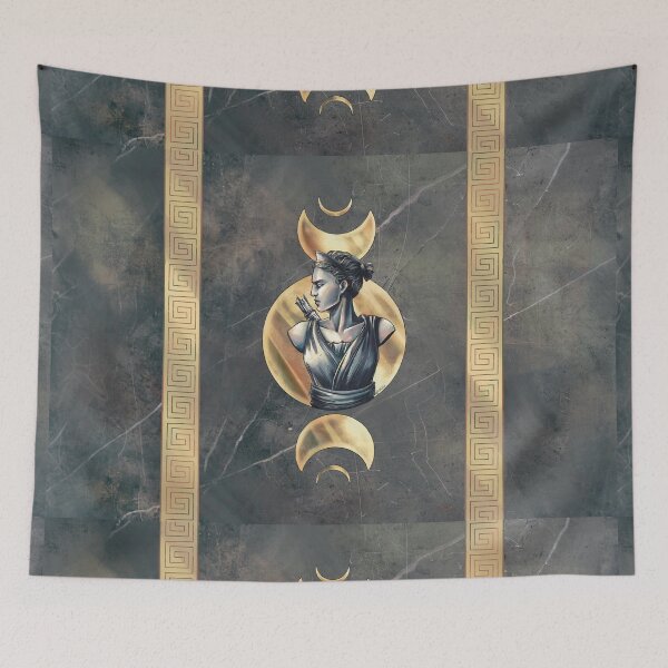 Item preview, Artemis Moon Goddess Black Marble Gold designed and sold by I-Am-Daley.
