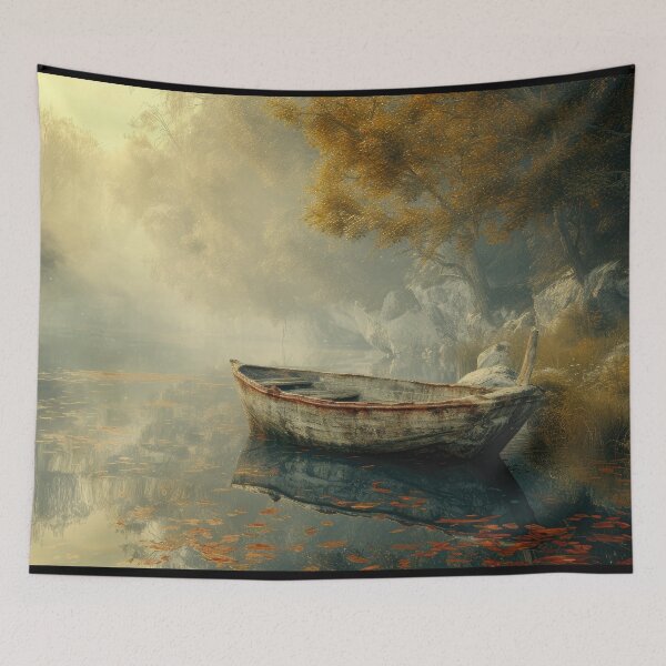 Item preview, A Wooden Boat on a Calm River -- Landscape designed and sold by jecphotography and art.