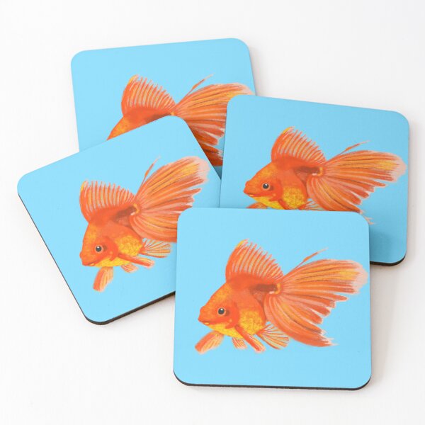 Item preview, Bright colour pencil drawing of a goldfish designed and sold by Eviidesigns.