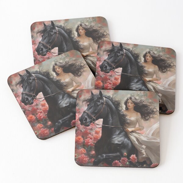 Item preview, Beautiful woman riding horse through roses. designed and sold by ArtbyJanineTate.