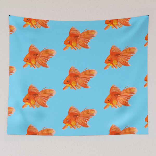 Item preview, Bright colour pencil drawing of a goldfish designed and sold by Eviidesigns.