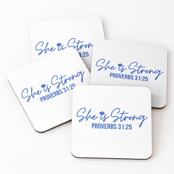 Item preview, She is Strong, Proverbs 31:25, blue design  designed and sold by MoriaStore.