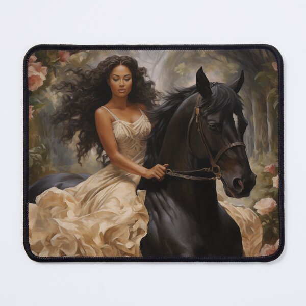 Item preview, Beautiful woman on black horse. designed and sold by ArtbyJanineTate.
