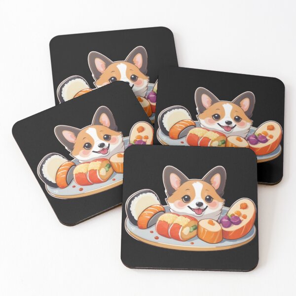 Item preview, Kawaii Cute Corgi Eating Shushi  designed and sold by BaisaStudio.