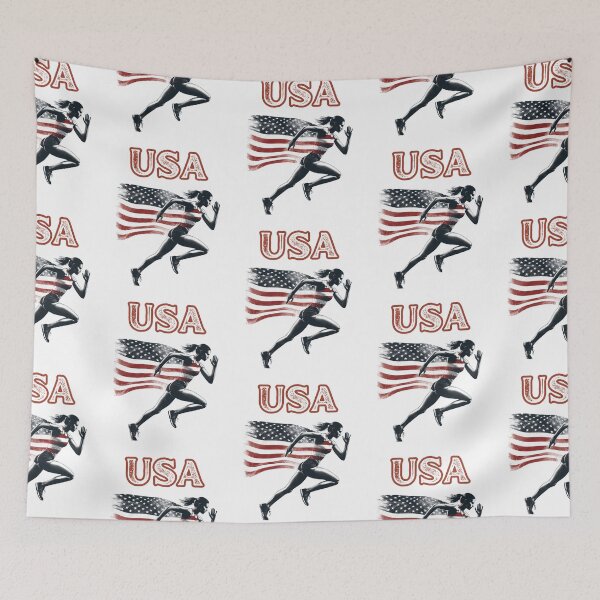 Item preview, USA American Flag Track And Field Gift Team Women Girls designed and sold by R&BApparel.