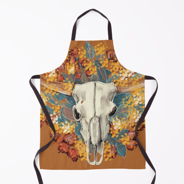 Artikelvorschau, Longhorn-Schädel, Eukalyptus, Gummiblüten und Flechtwerk entworfen und verkauft von TraceyMackieArt.