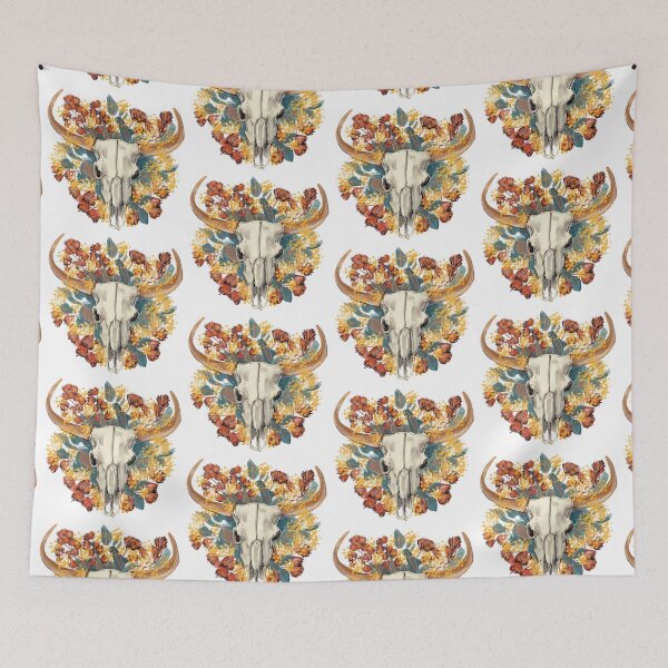 Item preview, Longhorn Skull, Eucalyptus, Gum Blossoms and Wattle designed and sold by TraceyMackieArt.
