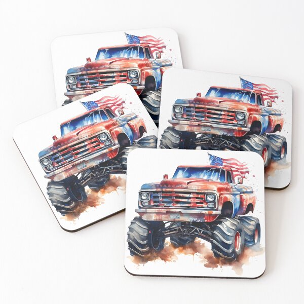 Item preview, Watercolor drawing of a monster truck designed and sold by dcrc.