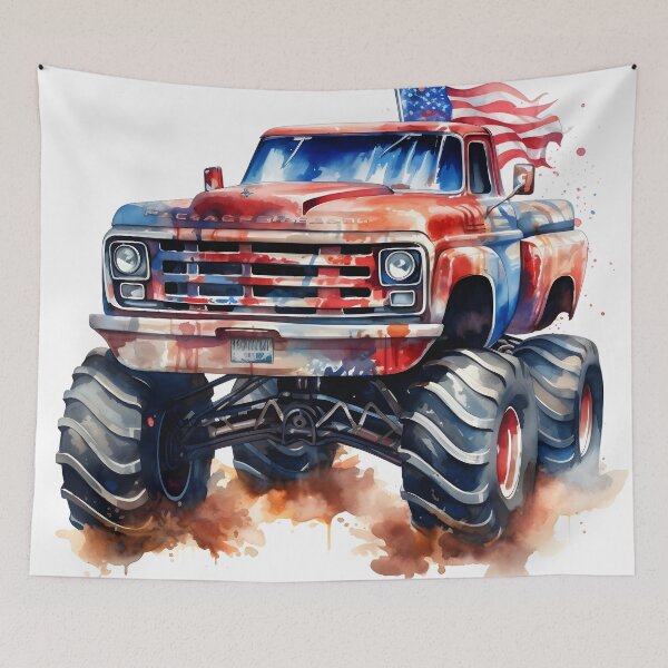 Item preview, Watercolor drawing of a monster truck designed and sold by dcrc.