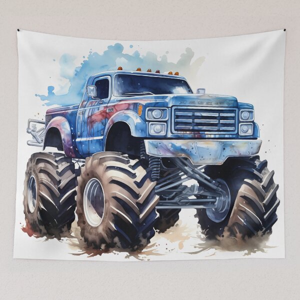 Item preview, Watercolor drawing of a monster truck designed and sold by dcrc.