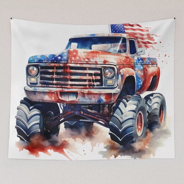 Item preview, watercolor drawing of a monster truck designed and sold by dcrc.