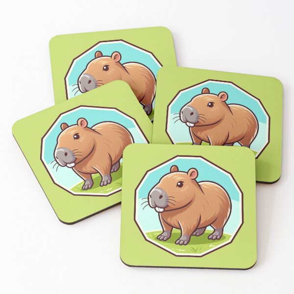 Item preview, Super Cute Happy Capybara Cartoon Illustration Drawing designed and sold by CoffeeIsATrip.