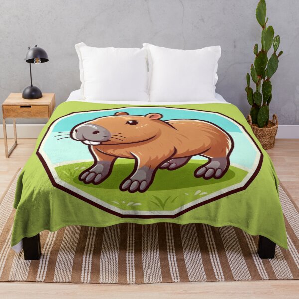 Item preview, Super Cute Happy Capybara Cartoon Illustration Drawing designed and sold by CoffeeIsATrip.