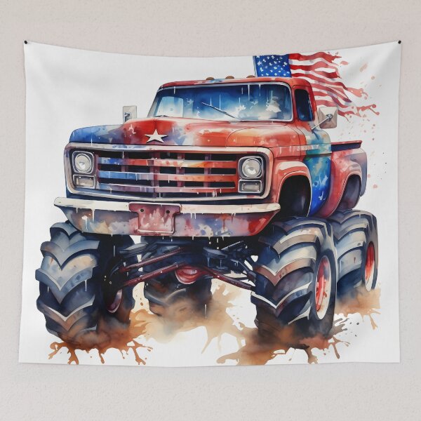 Item preview, watercolor drawing of a monster truck designed and sold by dcrc.