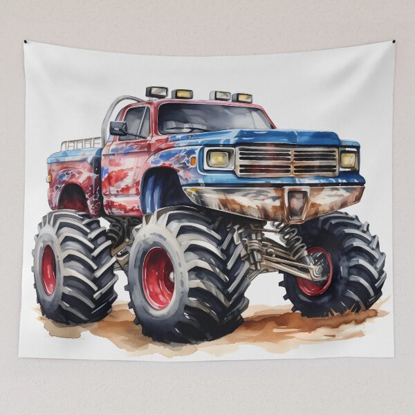 Item preview, watercolor drawing of a monster truck designed and sold by dcrc.