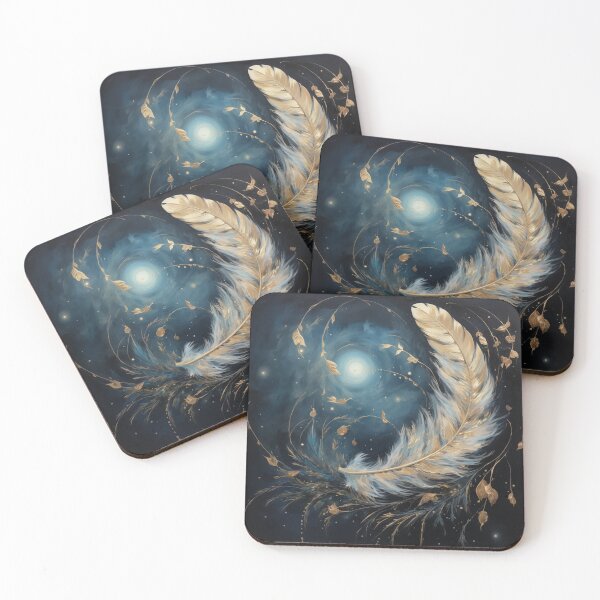 Item preview, A curved feather against a full moon. designed and sold by ArtbyJanineTate.