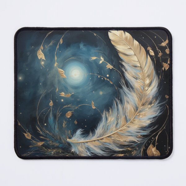 Item preview, A curved feather against a full moon. designed and sold by ArtbyJanineTate.