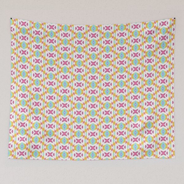 Item preview, Geometrical Pattern Of pink,mid blue green, Lavender & Canary Yellow Geometry designed and sold by HendAhabib.