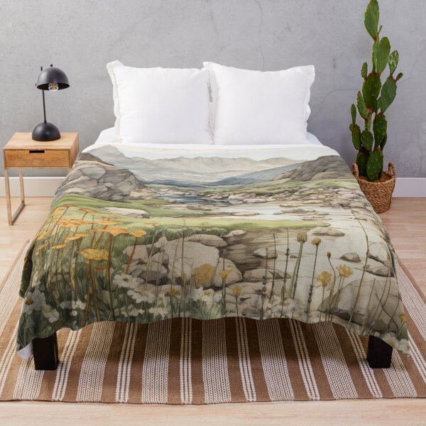 Artikelvorschau, Serene Hills and Blooms - Aquarelllandschaft entworfen und verkauft von PigmentPulse.