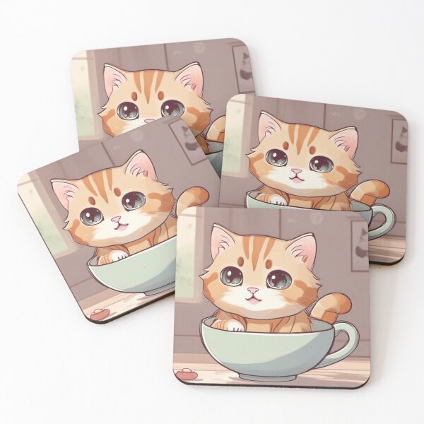 Item preview, Cute cat in teacup designed and sold by Mystical Widget Productions.