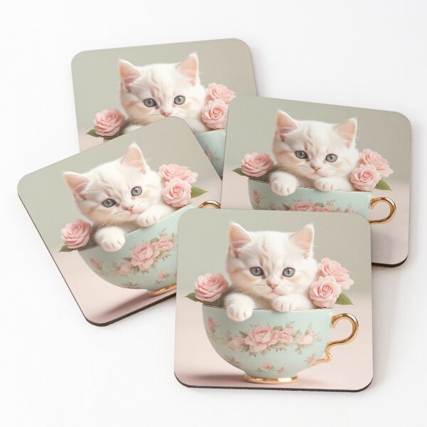 Item preview, Cute cat in teacup designed and sold by Mystical Widget Productions.