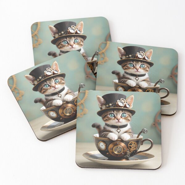 Item preview, Steampunk Kittie in a Cup designed and sold by Mystical Widget Productions.