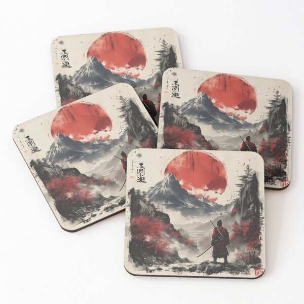 Item preview, Samurai With  Sword  Set In Majestic Mountainscape designed and sold by Obsidian Ink by Wilshire.