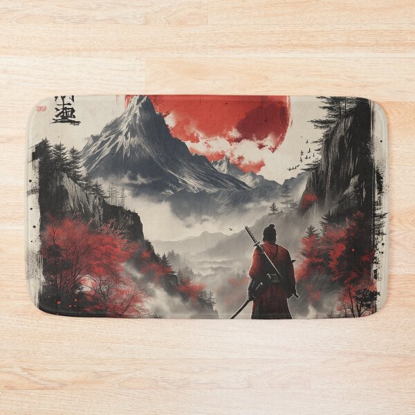 Item preview, Samurai With Sword Set In Majestic Mountainscape designed and sold by Obsidian Ink by Wilshire.