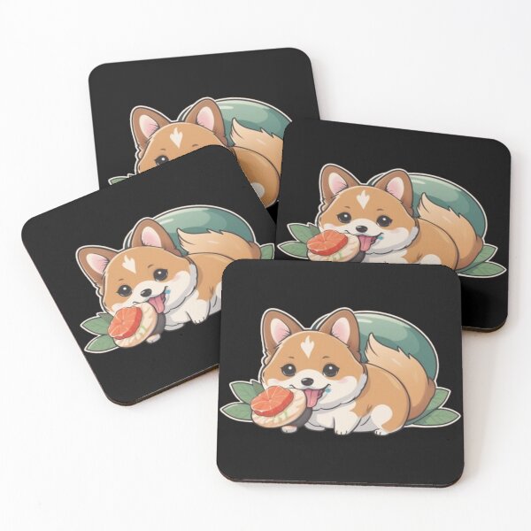 Item preview, Charming and Adorable Kawaii Corgi Eating Sushi designed and sold by BaisaStudio.