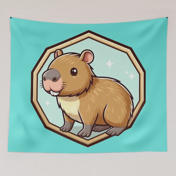 Item preview, Starry Cute Capybara Cartoon Illustration Drawing Happy Cappy designed and sold by CoffeeIsATrip.