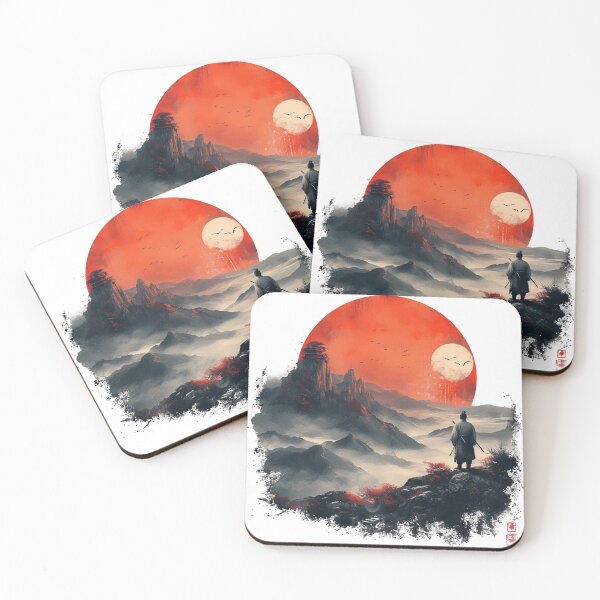 Item preview, Samurai With  Sword  Set In Majestic Mountainscape designed and sold by Obsidian Ink by Wilshire.